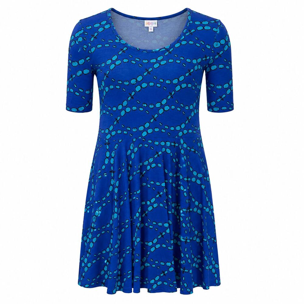 LuLaRoe Women's Nicole dress 3XL Blue Abstract Design Teacher church Casual Wear